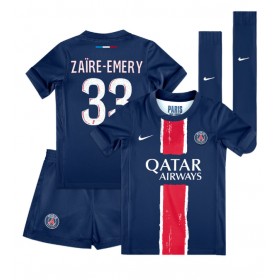 Paris Saint-Germain Warren Zaire-Emery #33 Hjemme skjorte til barn 2024-25 Kortermet (+ korte bukser)